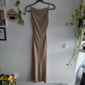 Princess Polly Champaign Backless Long Dress High Neck